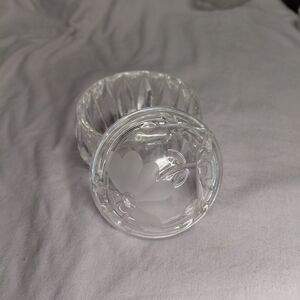 Clear Glass Trinket Box with Floral Design